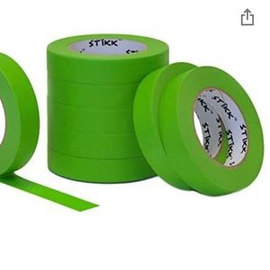8pk 1"x60yd STIKK Green Painters Tape 14 Day Removal Trim Edge (.94 in 24MM)